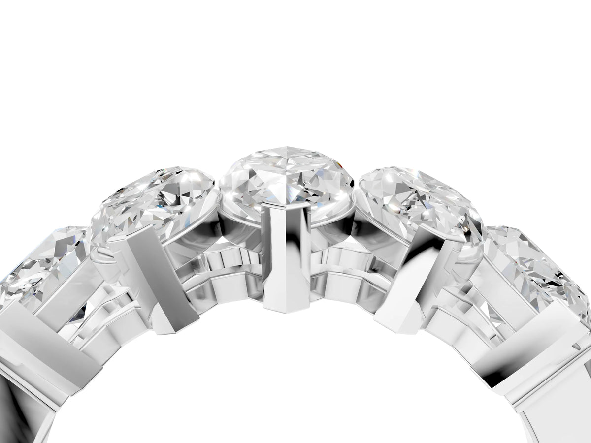 White gold Five Stone Marquise Diamond Prong Set White Gold Band_4
