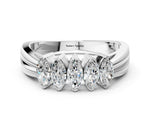White gold Five-Stone Marquise Diamond Split Shank Ring with Shared Prong Setting
