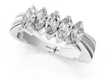 White gold Five-Stone Marquise Diamond Split Shank Ring with Shared Prong Setting_1