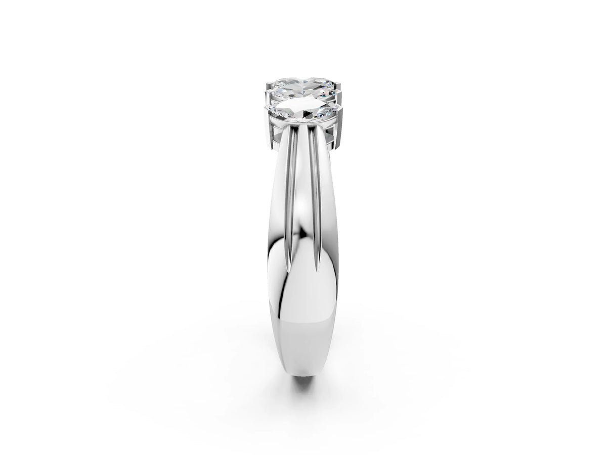 White gold Five-Stone Marquise Diamond Split Shank Ring with Shared Prong Setting_2