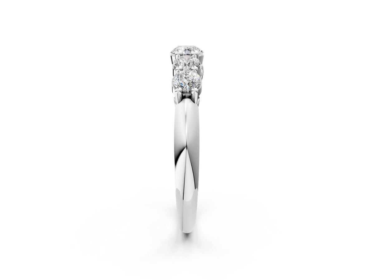 White gold Five-Stone Round Brilliant Diamond Prong Set White Gold Band_2