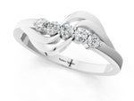 White gold Five-Stone Round Diamond Crossover Band with Prong Setting_1