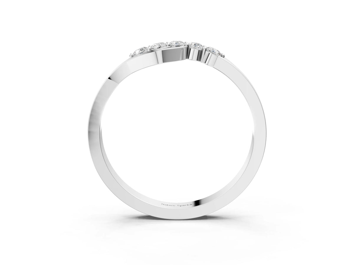 White gold Five-Stone Round Diamond Crossover Band with Prong Setting_3