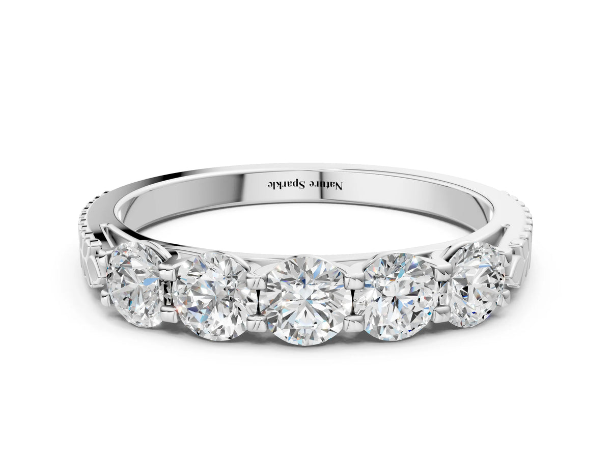 White gold Five-Stone Round Diamond Prong-Set Band