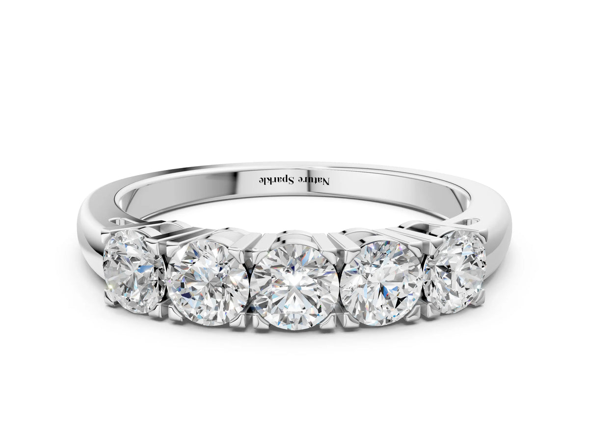 White gold Five-Stone Round Diamond Prong Set White Gold Band
