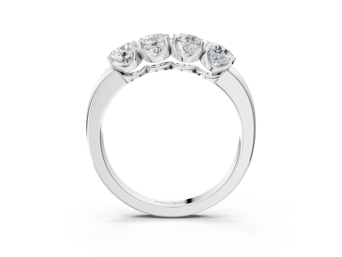 White gold Four-Stone Round Cut Diamond Prong-Set White Gold Band_3