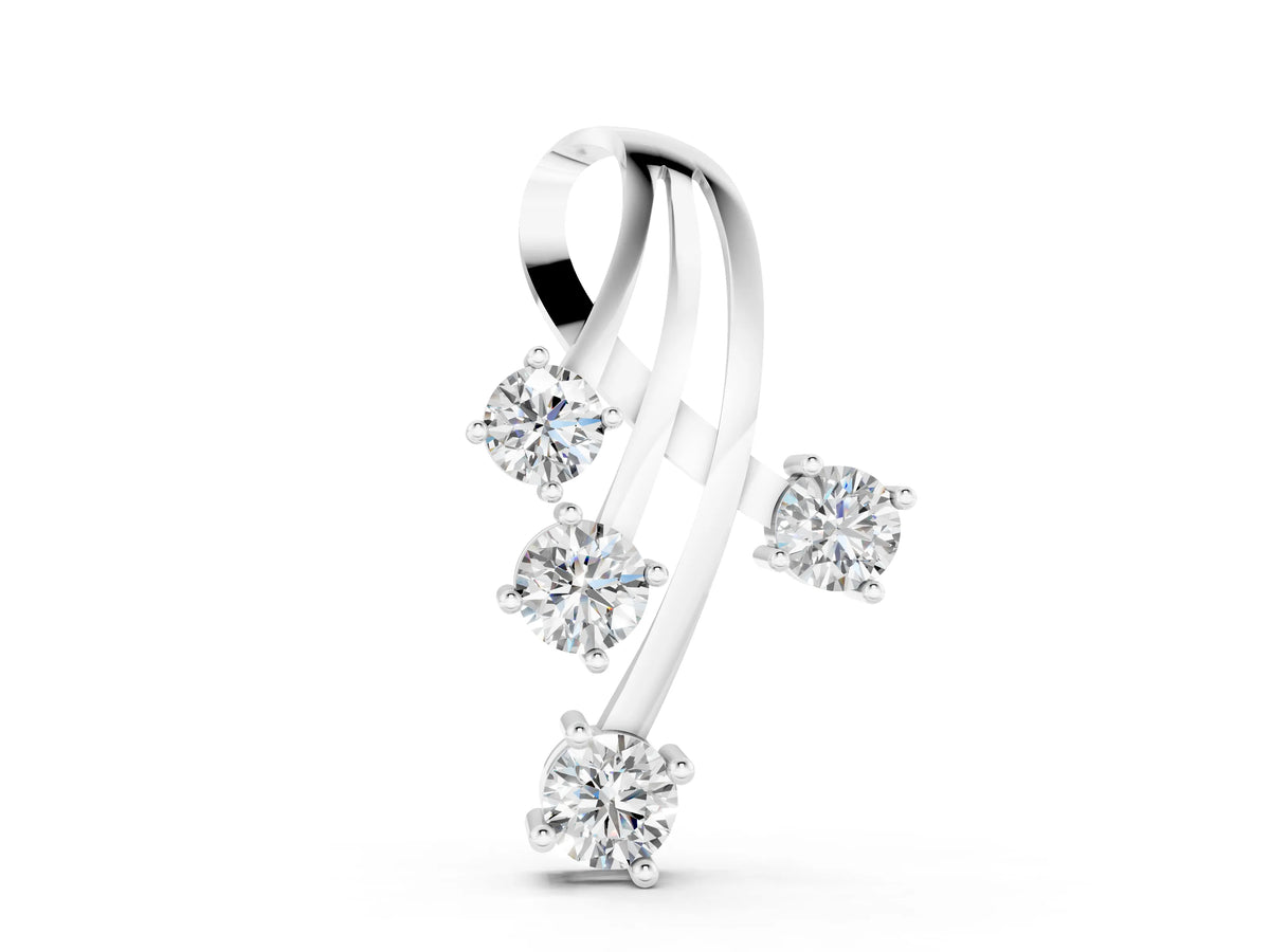 White gold Four-Stone Round Diamond Prong-Set Pendant