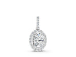 White gold Halo Oval Diamond Pendant with Prong Setting