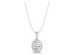 White gold Halo Oval Diamond Pendant with Prong Setting_1