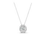 White gold Halo Round Diamond Four-Prong Pendant_1