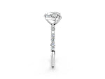 White gold Heart Cut Diamond Solitaire Ring with Round Moissanite Pavé Band and Prong Setting_2