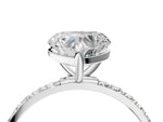 White gold Heart Cut Diamond Solitaire Ring with Round Moissanite Pavé Band and Prong Setting_4
