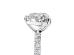 White gold Heart Cut Diamond Solitaire Ring with Round Moissanite Pavé Band and Prong Setting_5