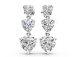 White gold Heart Diamond Triple Drop Earrings
