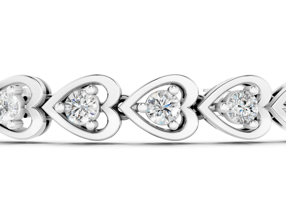 White gold Heart-Shaped Diamond Tennis Bracelet with Channel Setting and Four-Prong Setting_1