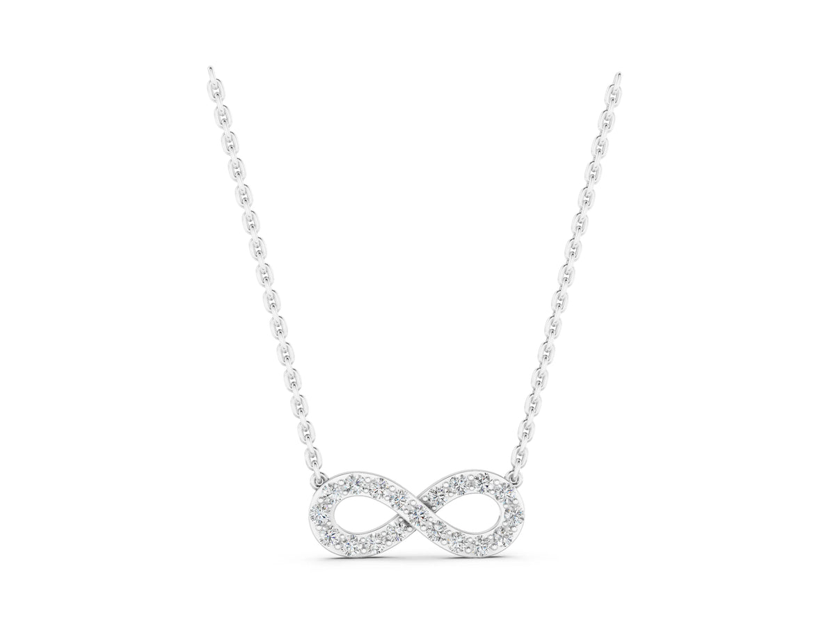 White gold Infinity Pendant with Round Cut Diamonds in Pavé Setting_1