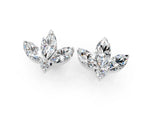 White gold Marquise Cluster Stud Earrings with Round Prong Setting_1