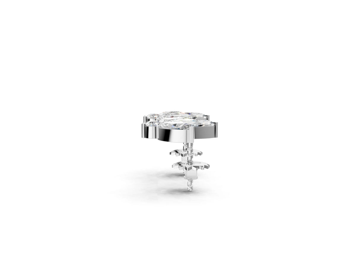 White gold Marquise Cluster Stud Earrings with Round Prong Setting_2