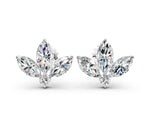 White gold Marquise Cluster Stud Earrings with Round Prong Setting