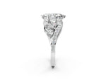 White gold Marquise Cut Diamond Halo Ring with Marquise and Pavé Band in Prong Setting_2