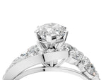 White gold Marquise Cut Diamond Halo Ring with Marquise and Pavé Band in Prong Setting_4