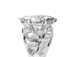 White gold Marquise Cut Diamond Halo Ring with Marquise and Pavé Band in Prong Setting_5