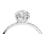 White gold Marquise Cut Diamond Solitaire Ring with Round Moissanite Pavé Band and Prong Setting_4