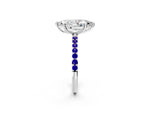 White gold Marquise Cut Diamond Solitaire Ring with Round Tanzanite Pavé Band and Prong Setting_2