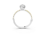 White gold Marquise Cut Diamond Solitaire Ring with Round Yellow Sapphire Pavé Band and Prong Setting_3