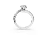 White gold Marquise Cut Solitaire Twist Band with Pave Set Diamonds and Four-Prong Setting_3
