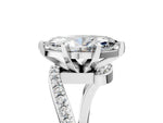 White gold Marquise Cut Solitaire Twist Band with Pave Set Diamonds and Four-Prong Setting_5
