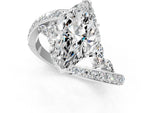 White gold Marquise Cut Solitaire with Pavé Twist Band and Four-Prong Setting_1