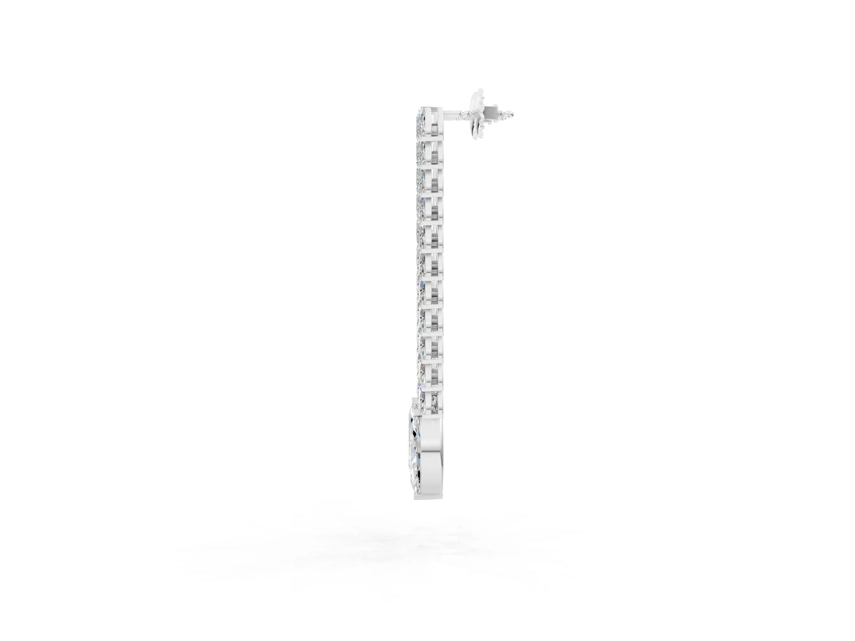 White gold Marquise Diamond Double Row Dangle Earrings_1