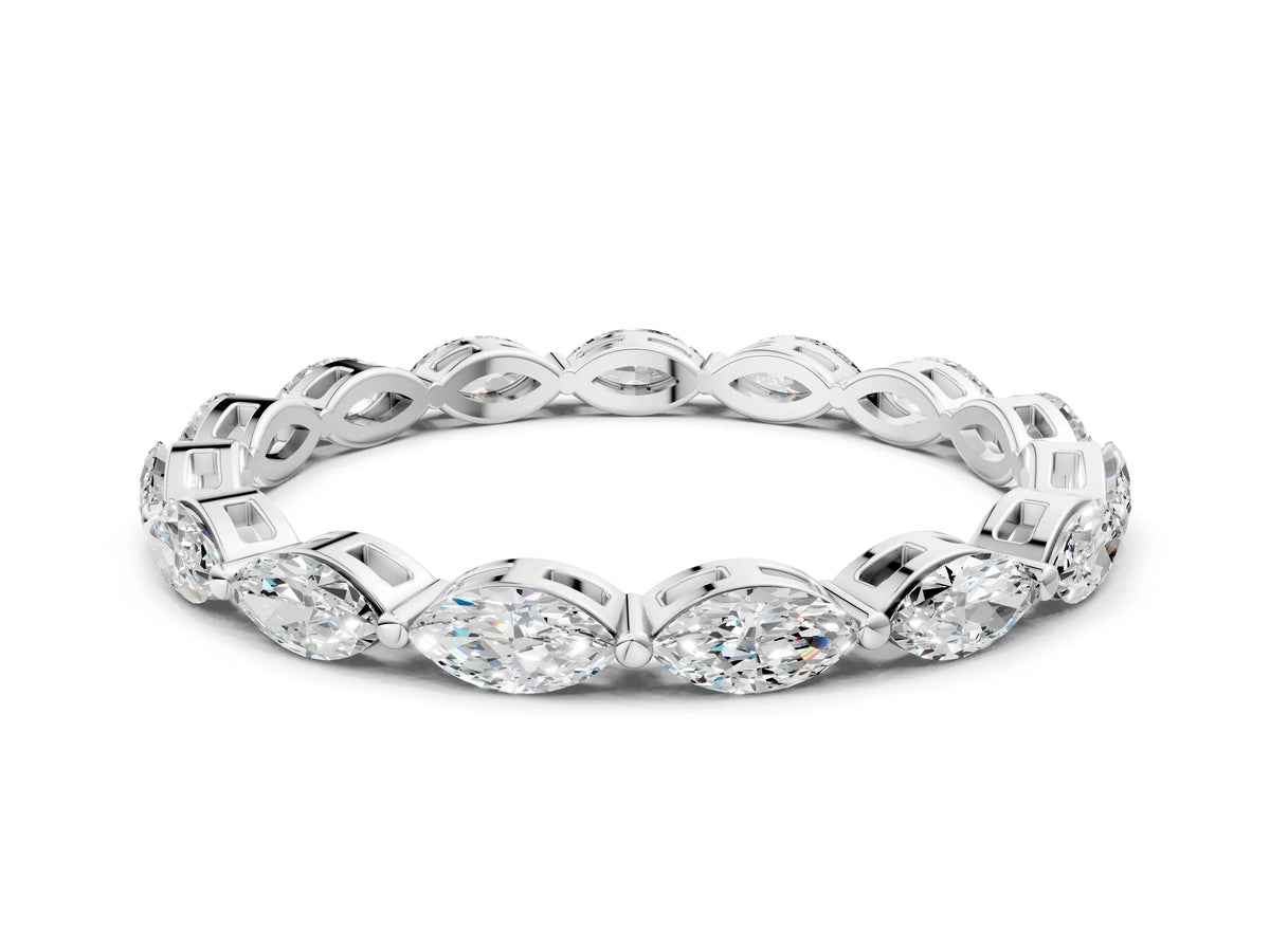 White gold Marquise Diamond Eternity Band with U-Prong Setting