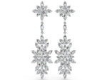 White gold Marquise Diamond Floral Dangle Earrings