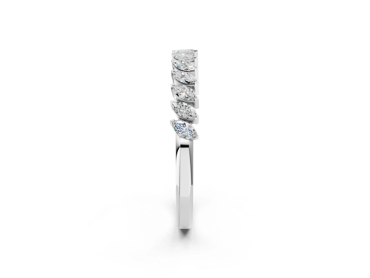 White gold Marquise Diamond Half-Eternity Band with Shared Prong Setting_2