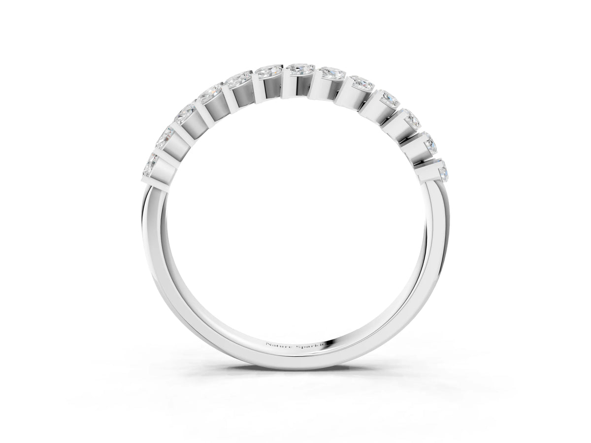 White gold Marquise Diamond Half-Eternity Band with Shared Prong Setting_3