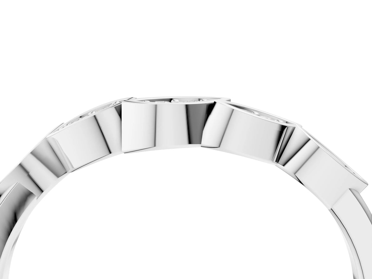 White gold Marquise Diamond Leaf Eternity Band with Bezel Setting_4