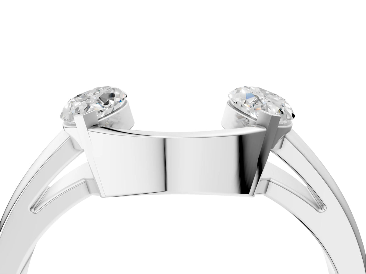 White gold Marquise Diamond Open Band Ring with Tension Setting_4
