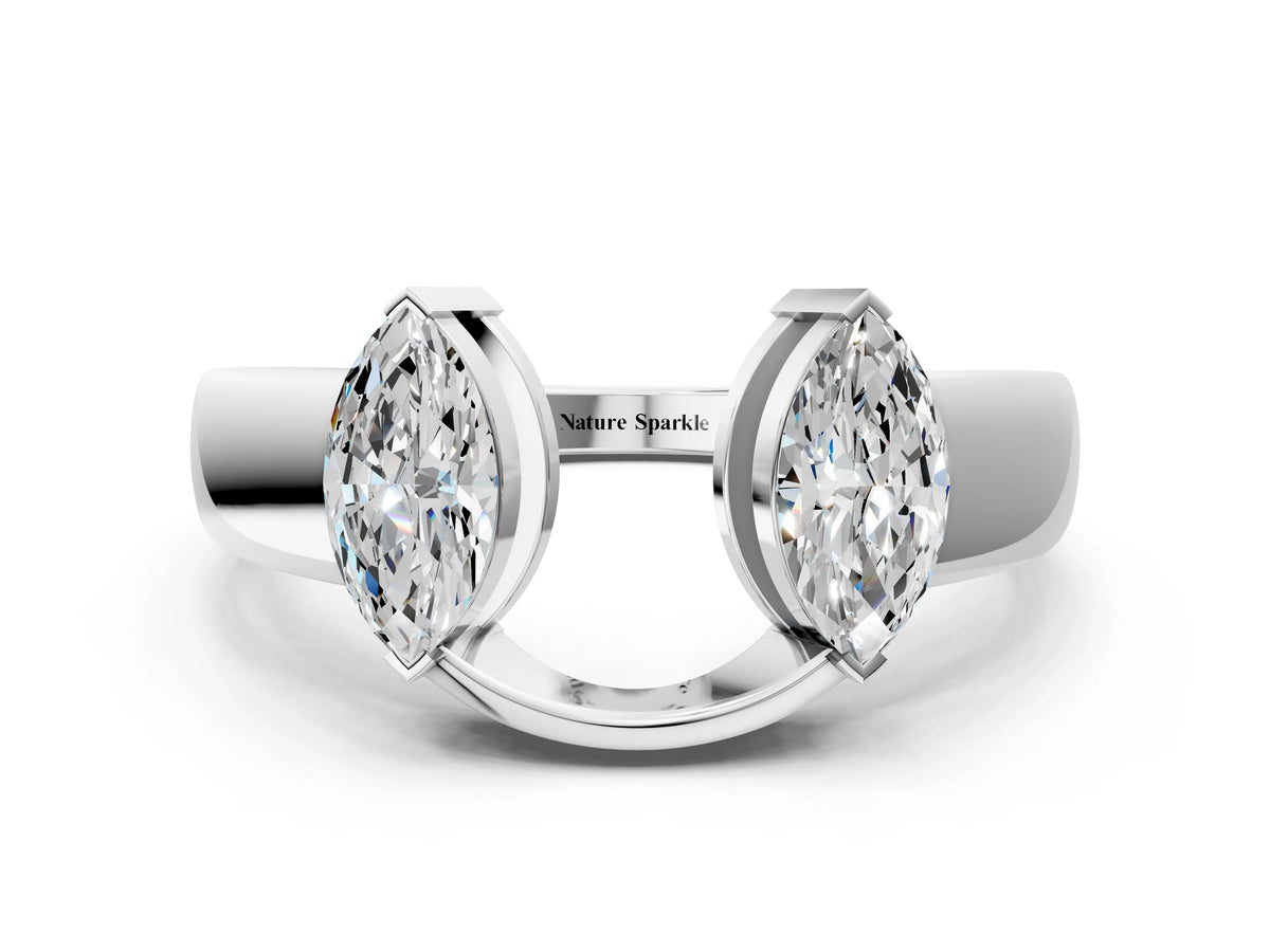 White gold Marquise Diamond Open Band Ring with Tension Setting