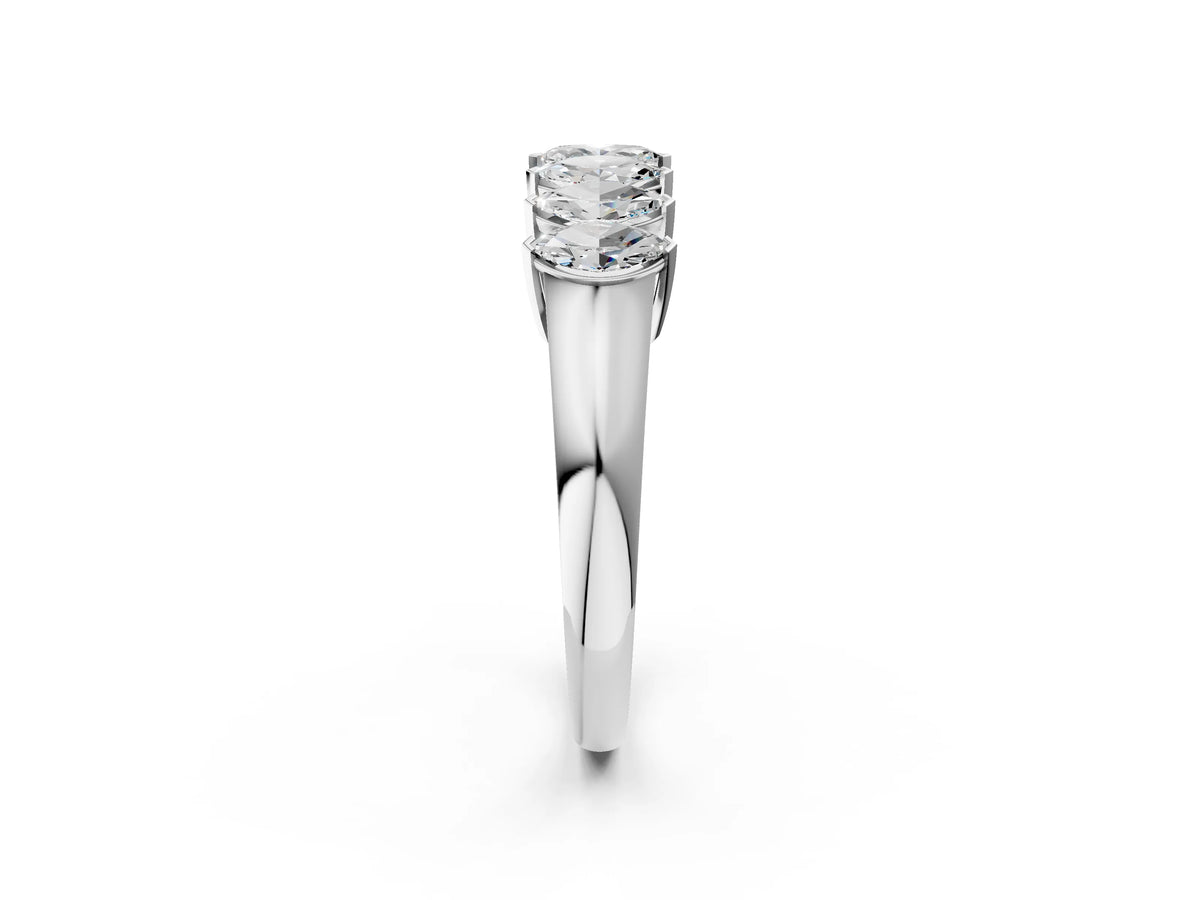 White gold Marquise Diamond Prong Set White Gold Curved Band_2
