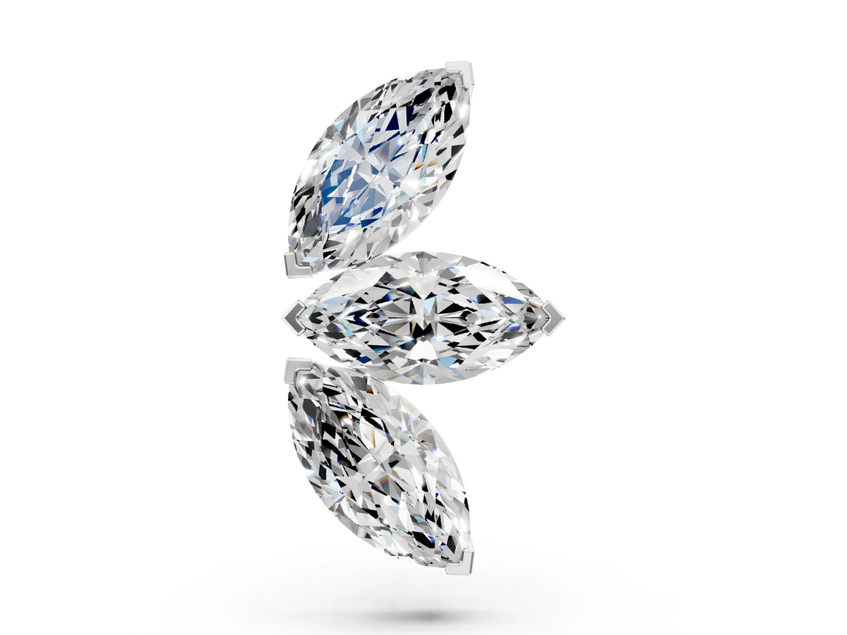 White gold Marquise Diamond Trio Flatback Earring