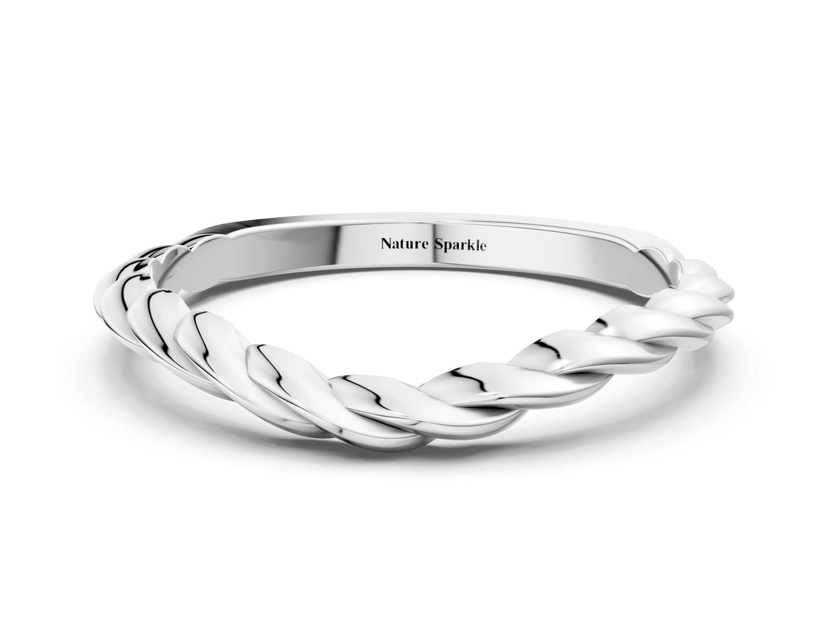 White gold Marquise Diamond Twist Eternity Band with Bezel Setting