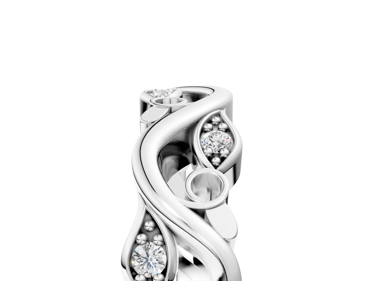 White gold Marquise Diamond Vine Eternity Band with Bezel Setting_5