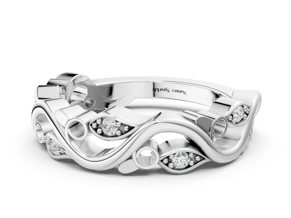 White gold Marquise Diamond Vine Eternity Band with Bezel Setting