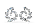White gold Marquise, Pear and Round Diamond Graduated Cluster Stud Earrings