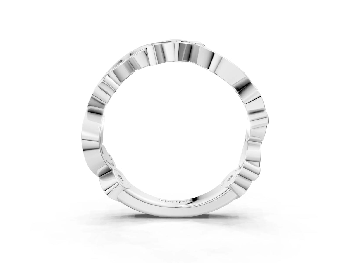 White gold Marquise and Round Diamond Infinity Eternity Band with Bezel Setting_3