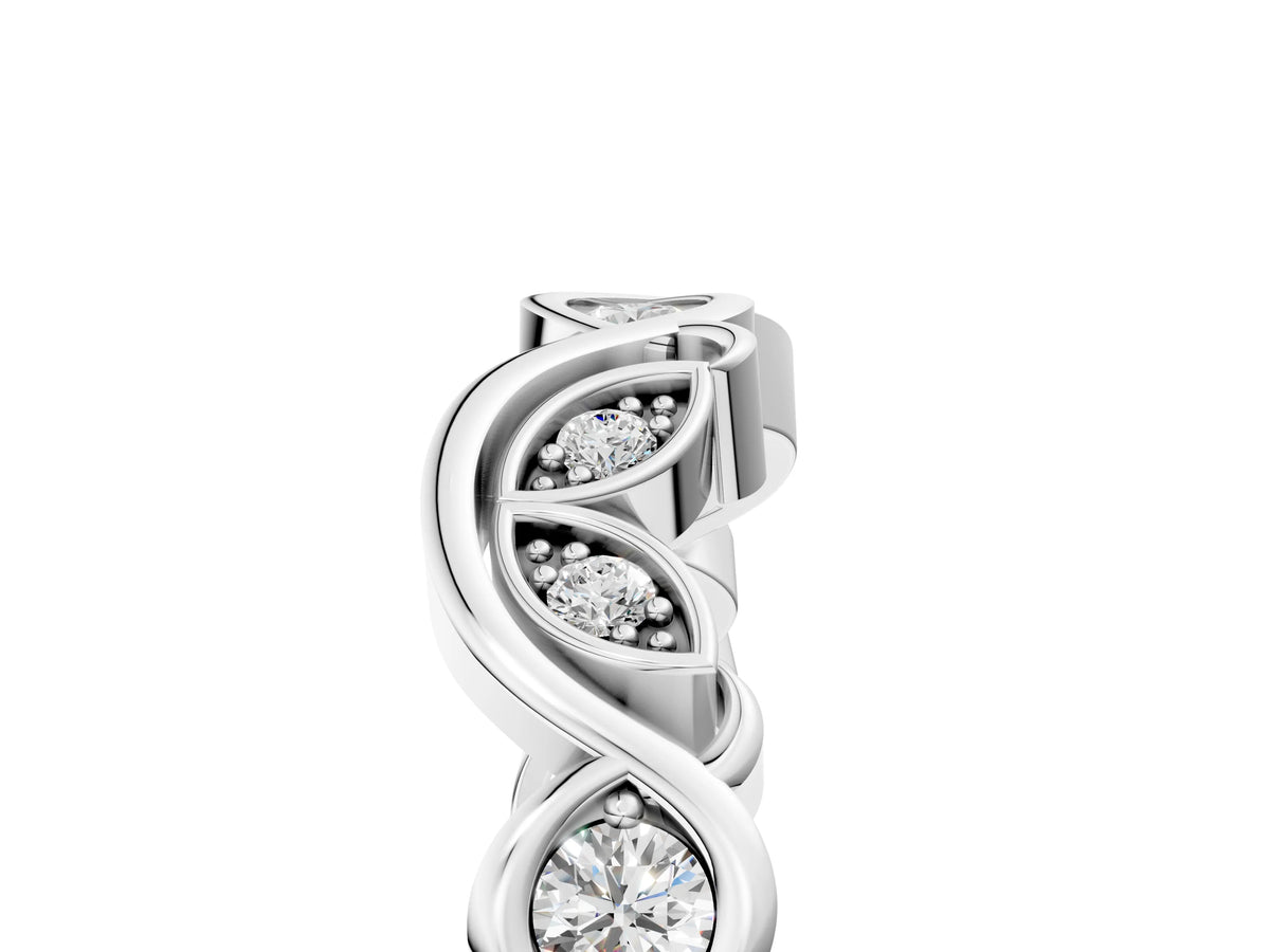 White gold Marquise and Round Diamond Infinity Eternity Band with Bezel Setting_5