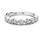 White gold Milgrain Bezel Set Pear and Round Diamond Eternity Band