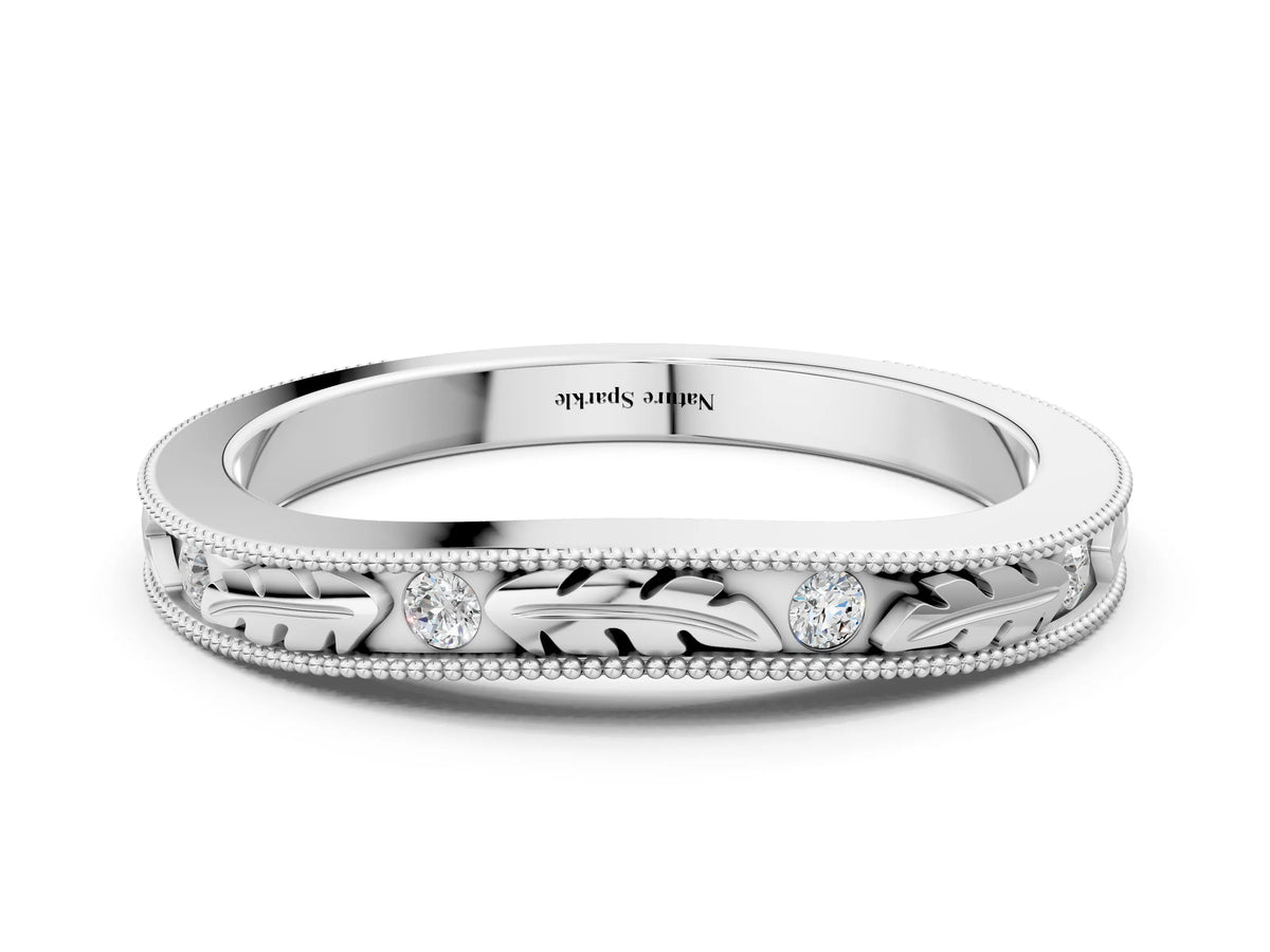 White gold Milgrain Bezel Set Round Diamond Eternity Band
